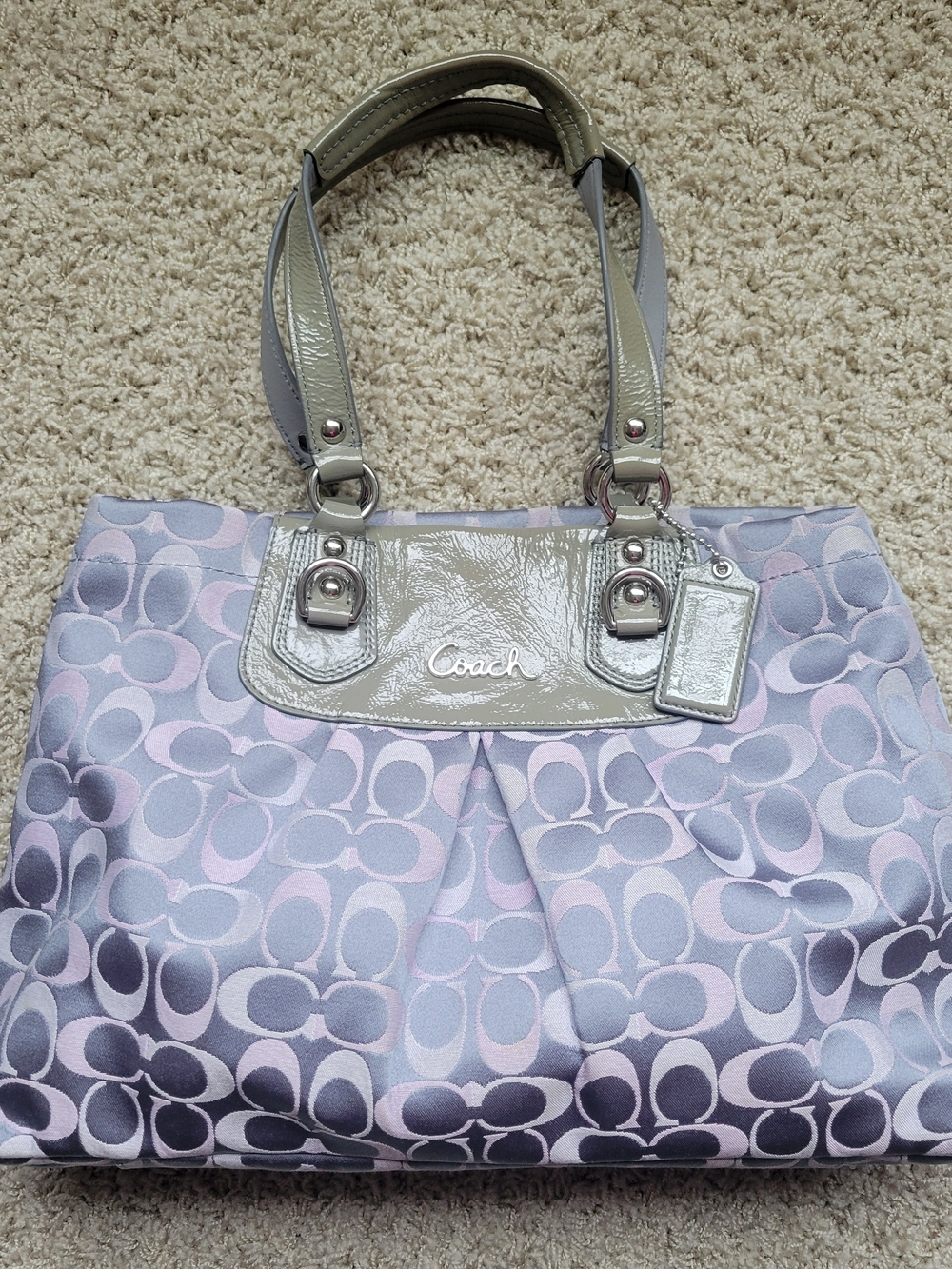 Coach Signature Tote in Light Pink and Gray